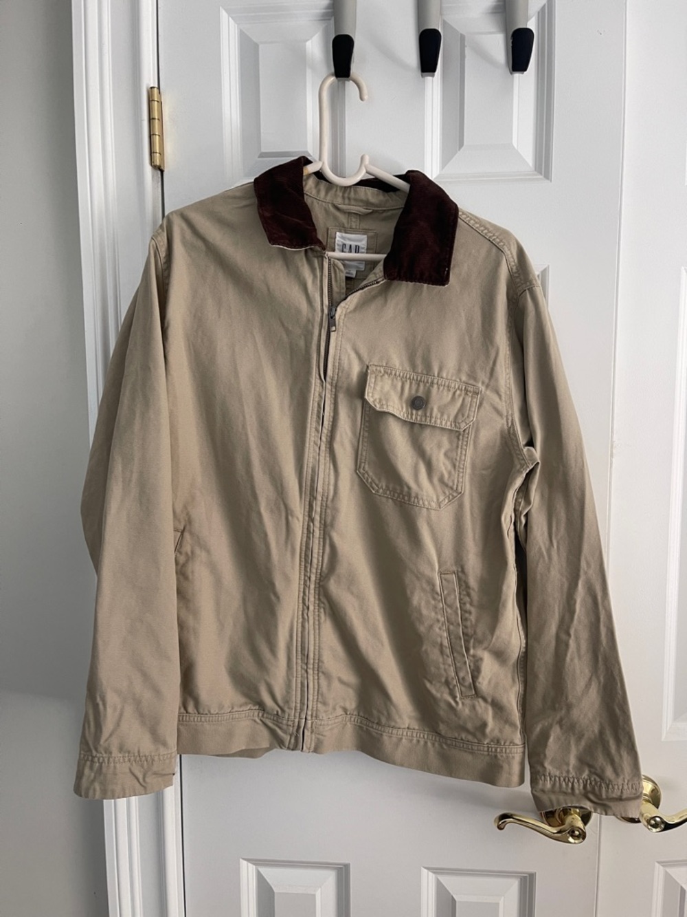 GAP Tan Jacket with Dark Brown Corduroy Collar